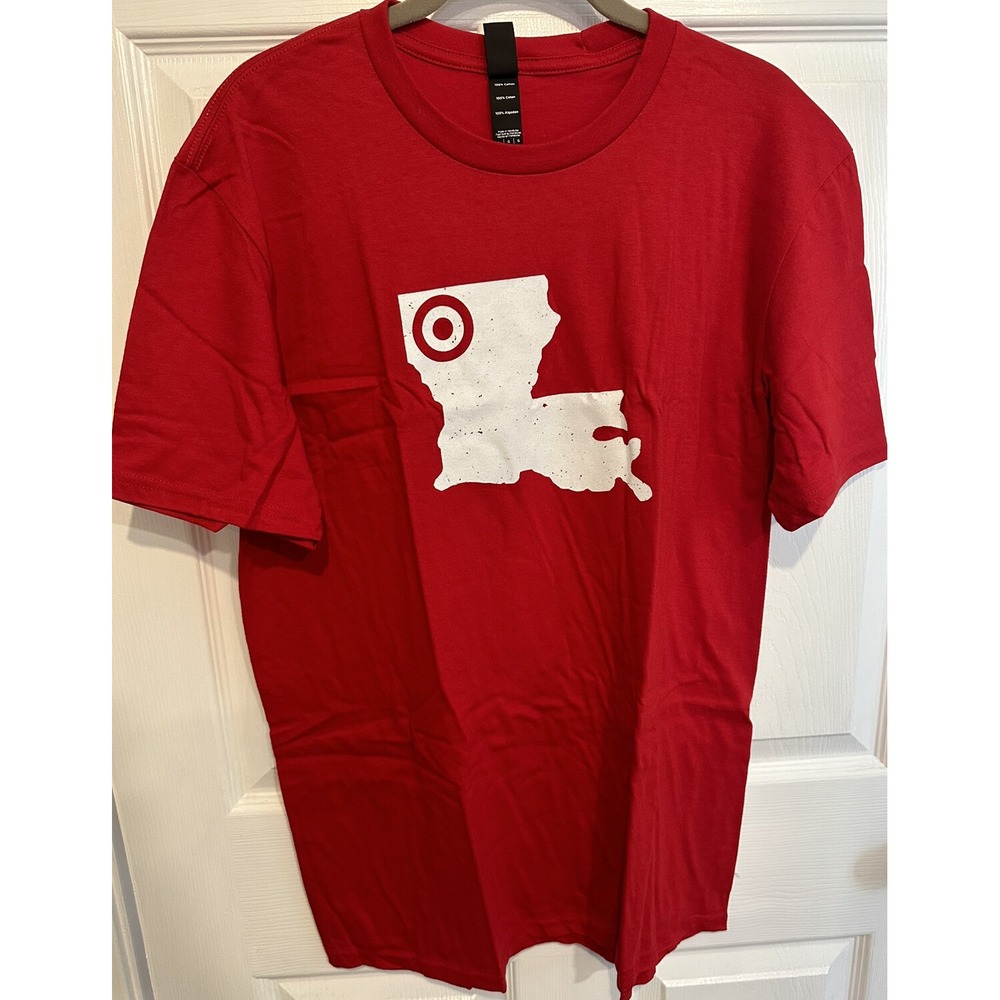 District‎ Red Cotton Louisiana Target Logo Graphic T-Shirt New XL
